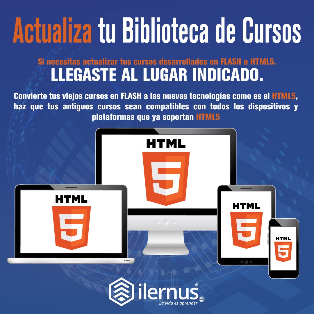 Ilernus's tweet photo. Si tus cursos ya se encuentran obsoletos o desactualizados, en @Ilernus estamos para apoyarte. ¿Qué esperas?
#HTML5 #HTML #Flash #Javascript #Tecnologia #LaVidaEsAprender #Lunes #FelizLunes #3Sep #Septiembre #FormacionProfesional #Venezuela #Chile #Argentina #EEUU #Elearning https://t.co/jHIy5W1wFV