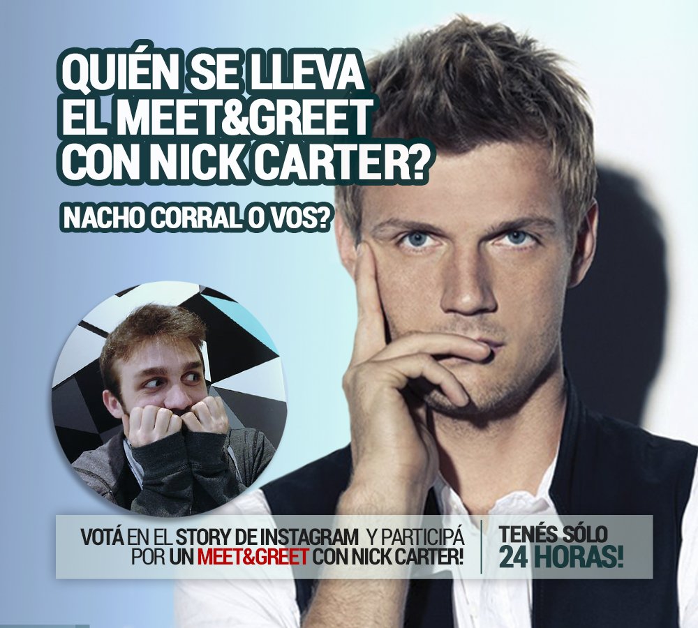 Vorterix's tweet photo. ¿Querés un #MeetAndGreet con @nickcarter este miércoles en el @TeatroVorterix? Participá en los storys del Instagram de 👉👉👉 VORTERIX antes que se lo lleve @ignaciocorral !! https://t.co/mqXPy7OmXp