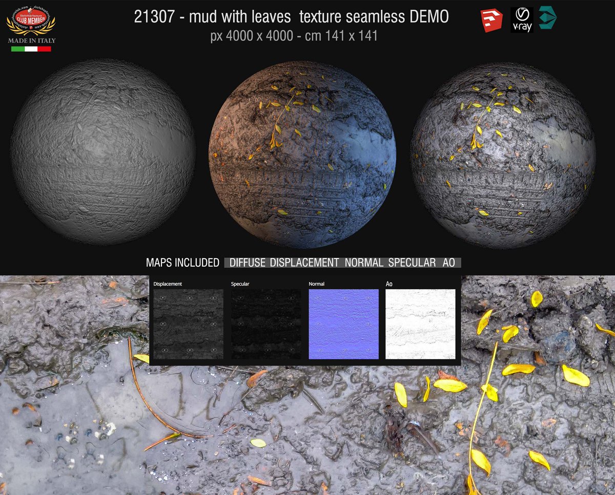 sketchuptexture's tweet image. New #texture seamless ID 21307 + MAPS
Mud with leaves texture seamless 
higt resolution - pixel 4000 x 4000 - cm 141x141
sketchuptextureclub.com/textures/natur…