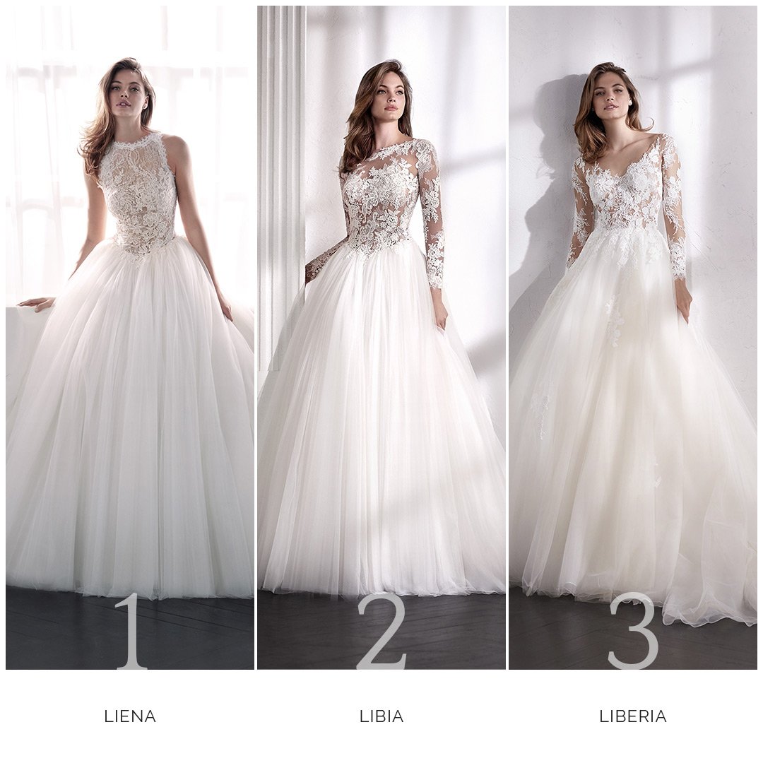 StPatrickBridal's tweet photo. Three princess dresses that are perfect for the first day of your happily ever after. Which back do you prefer? Choose 1, 2 or 3 and tell us in the comments! #StPatrick2018 - https://t.co/bEUVTSoSrs https://t.co/YMyVEizs0p