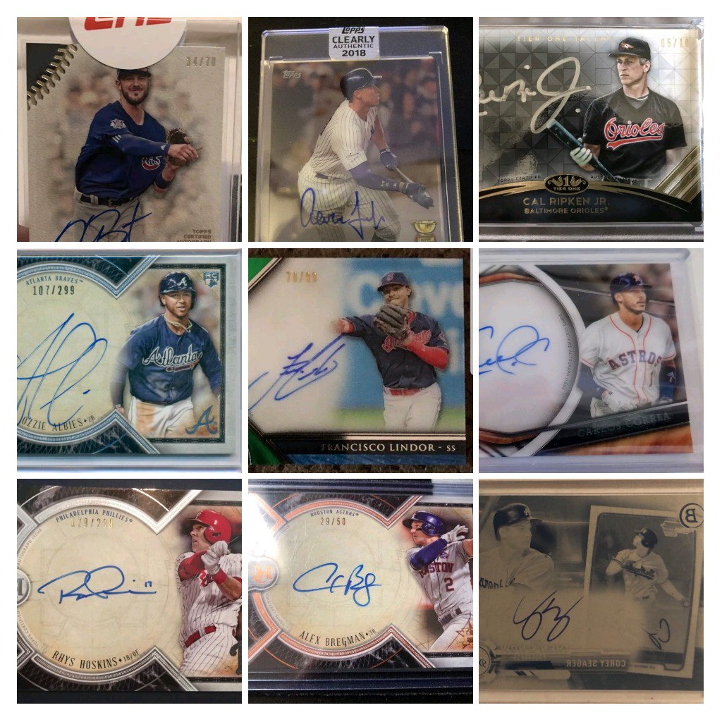 5K_Collectibles's tweet photo. REDUCED PRICES SO WE CAN FILL AND RAZZ 2NITE! 

AARON #JUDGE AUTO $17 PER 

KRIS #BRYANT $13 PER

CAL #RIPKEN AUTO $15 PER 

CODY #BELLINGER $9 PER

RYHS #HOSKINS AUTO $5 PER 

#BREGMAN AUTO $5 PER

COREY #SEAGAR $20 PER

$150 IN PROMO GIVEAWAYS #ALBIES #LINDOR #CORREA #DEGROM https://t.co/02rLE2zQUp