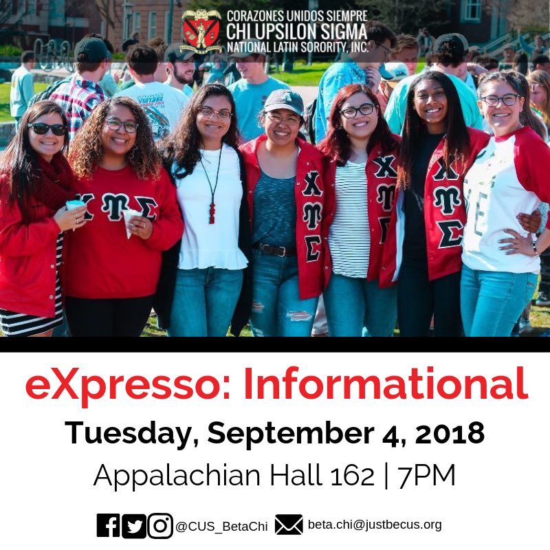 CUS_betachi's tweet photo. ‼️TOMORROW‼️ Interested I’m how we exemplify our motto “Wisdom Through Education” by having the highest GPA out of all Greek life on campus? Join our informational session to know more about our organization 🌺
#AppState19 #AppState20 #AppState21 #AppState22 #JustBeCUS https://t.co/WDBUoWh8gF