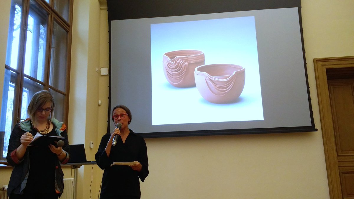 CaiD_Future's tweet photo. "In the exhibition clay is understood as a natural and durable material that entails a possibility to help the progress of sustainable development." Curator Riikka Latva-Somppi at the opening of the @Ceramics_EU @CaiD_Future exhibition at the Museum of Decorative Arts in Prague. https://t.co/FpdPnp9yrx