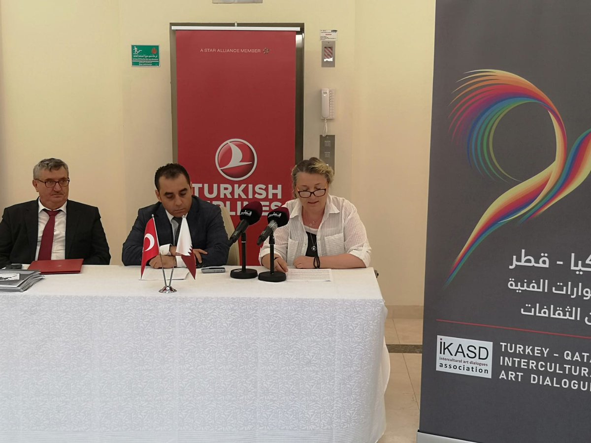 TC_DohaBE's tweet photo. H.E. Ambassador Fikret Ozer and Crutor Mrs. Beste Gürsu held a press conference at the Embassy to share details of the exhibition.@kataraqatar @TurkishAirlines https://t.co/TPOcTVNo1g