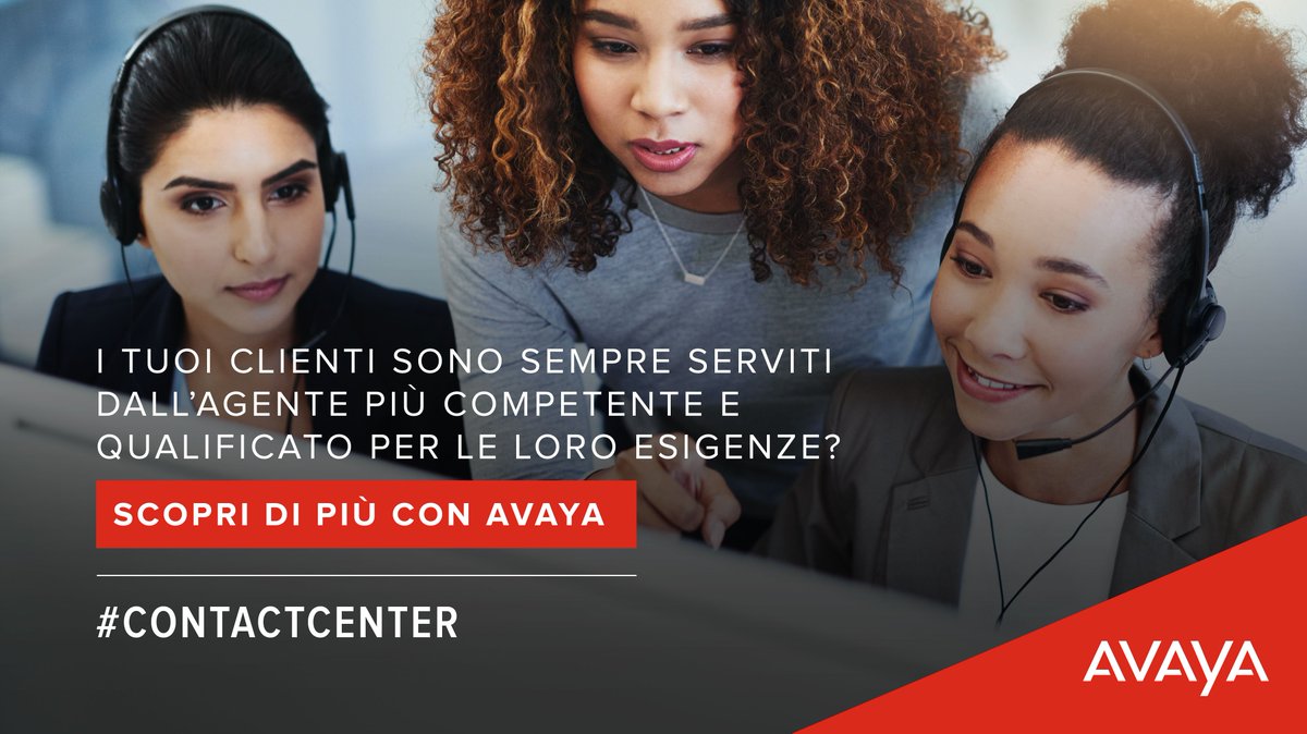 Avaya_IT's tweet image. Soluzioni #Avaya #ContactCenter: presa in carico della chiamata da parte dell'agente più qualificato in base al canale di contatto, alle competenze e alle passate esperienze. bit.ly/2NZk2ZT #SkillBasedRouting #SmartRouting #Afiniti