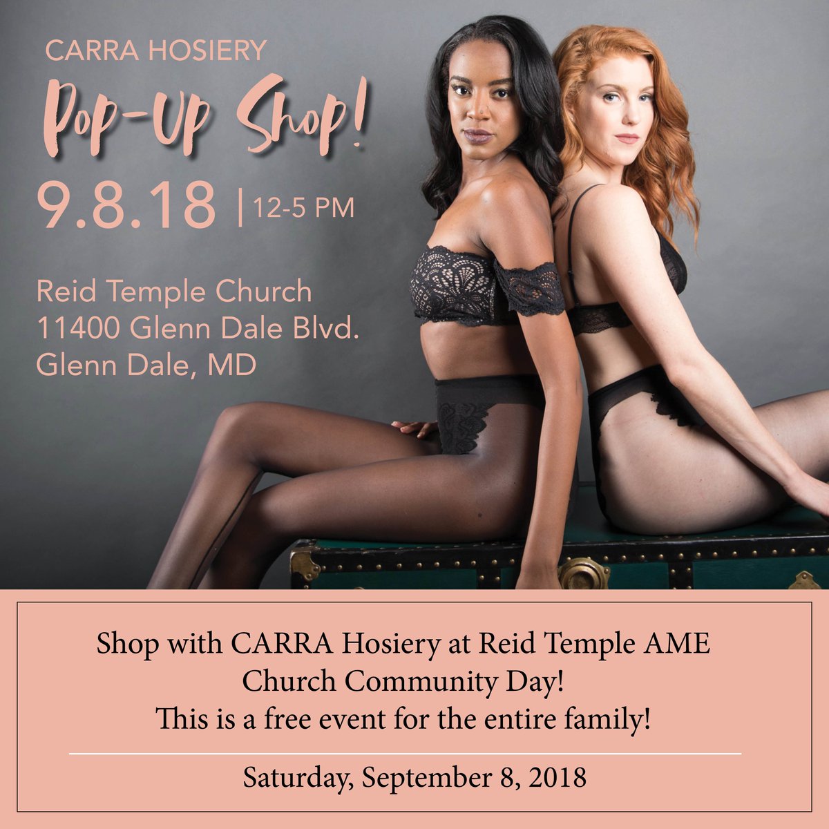 CARRAHosiery's tweet image. Hey #DMV! Are you busy this Saturday? Tell a friend and bring a friend to Reid Temple’s Community Day event this Saturday! It’s a free event for the entire family!!
#churchfashion #reidtemple #carrainthecommunity #hosierysale #falltights #girlsdayout  #dmvevent #onlineboutique