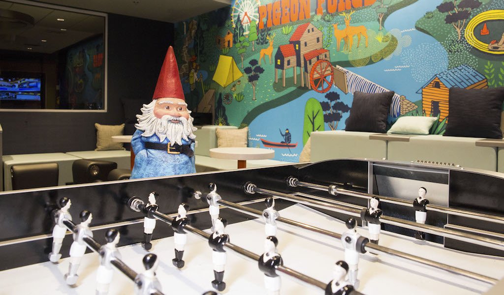 RoamingGnomee's tweet photo. The longest foosball match ever played? 61 hours and 17 minutes. Fortunately, @TruByHilton has plenty of snacks and coffee — I daresay it’s time to break that record. #ChallengeAccepted #TruByHilton #UniquelyTru https://t.co/Cr7gpck8yc