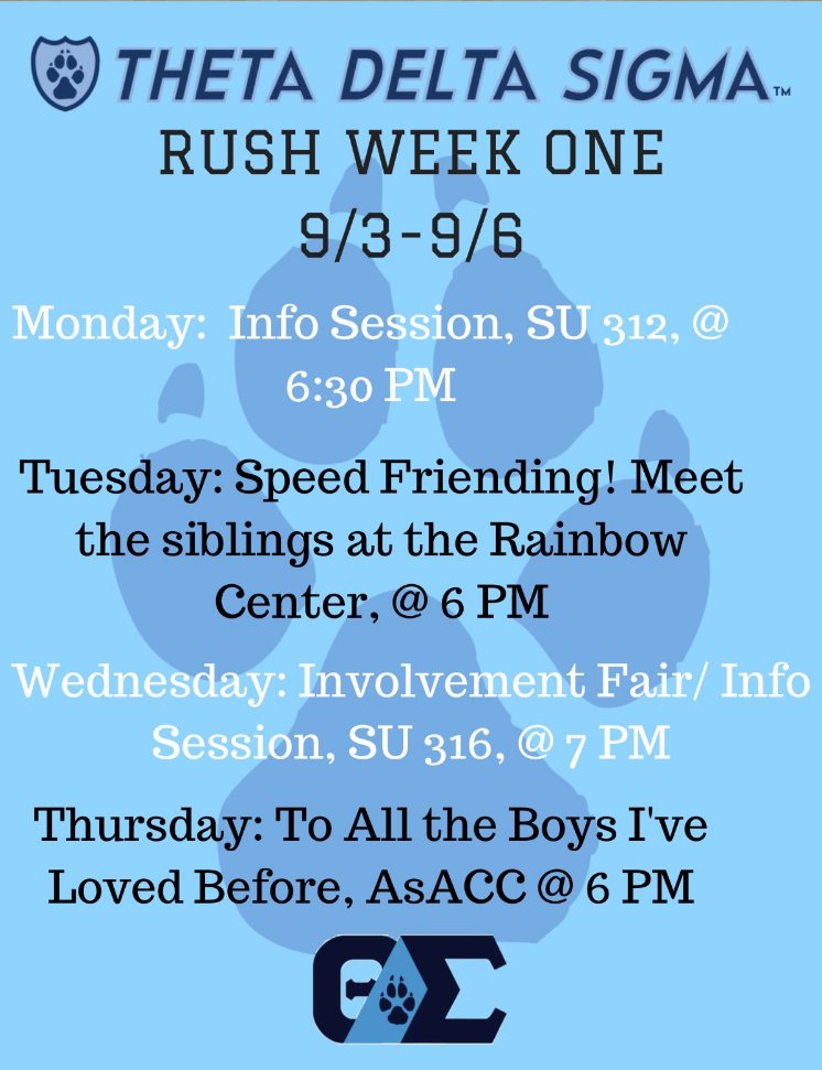 uconntds's tweet image. Ready to rush the pack? Come get to know us and see if #ThetaDeltaSigma is right for you! #DaretoBe