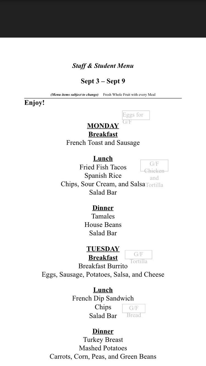 ccbcss's tweet image. Here’s this weeks menu!!