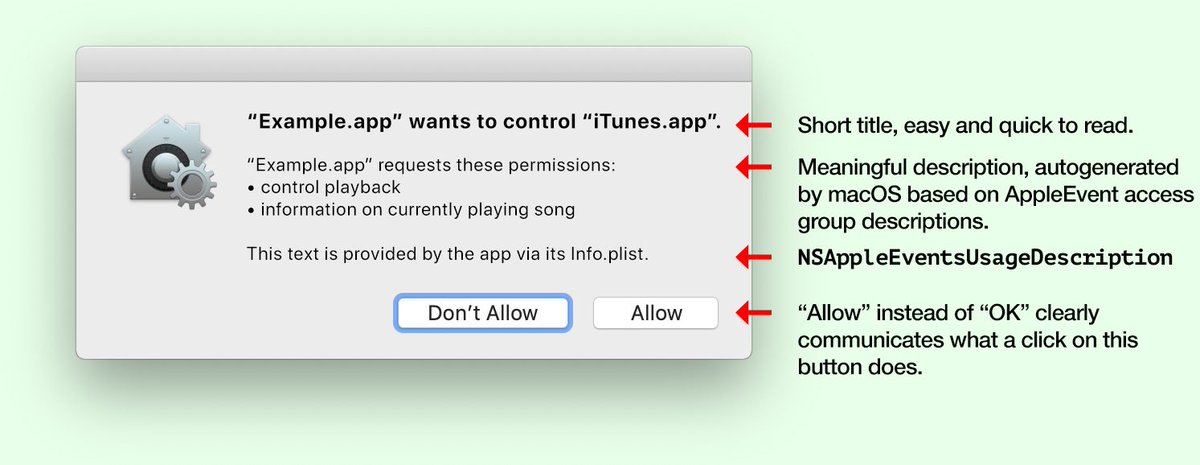 Felix Schwarz Building Mojave Ae Sandboxing On Ae Access Groups Would Also Allow For A Much Better Prompt Full Transparency By Enabling Macos To Show Exactly The List
