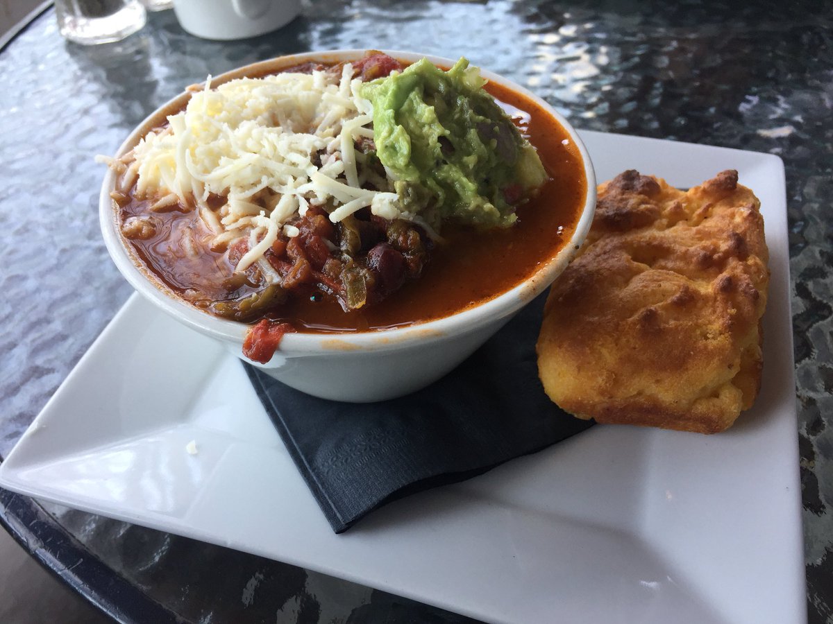 The West Coast Bennies with salmon and vegan chili with house made corn bread at <a href="/BubbysKitchen/">Bubby's Kitchen</a> #eatdrinkvictoria