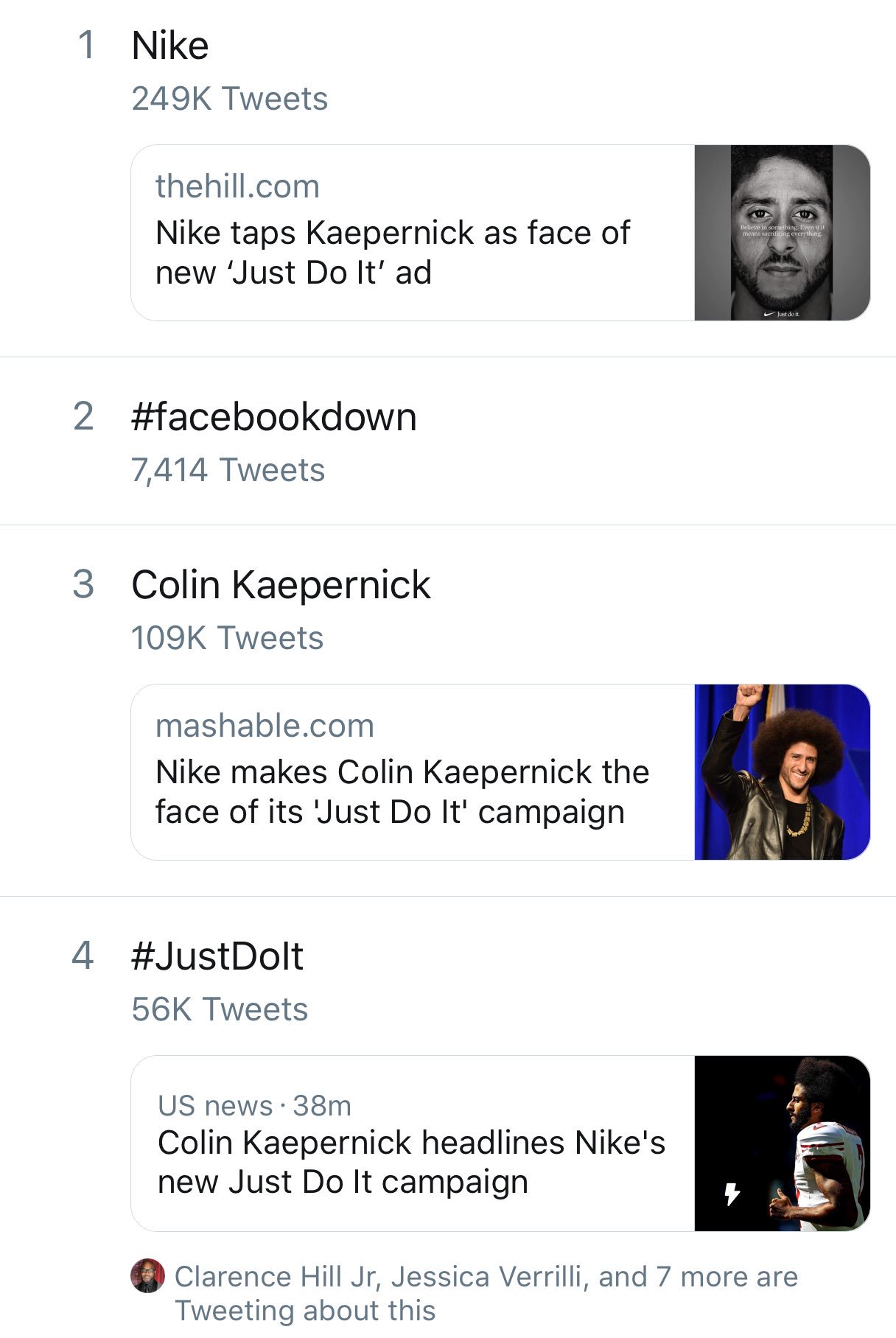 Colin kaepernick nike ad twitter hotsell