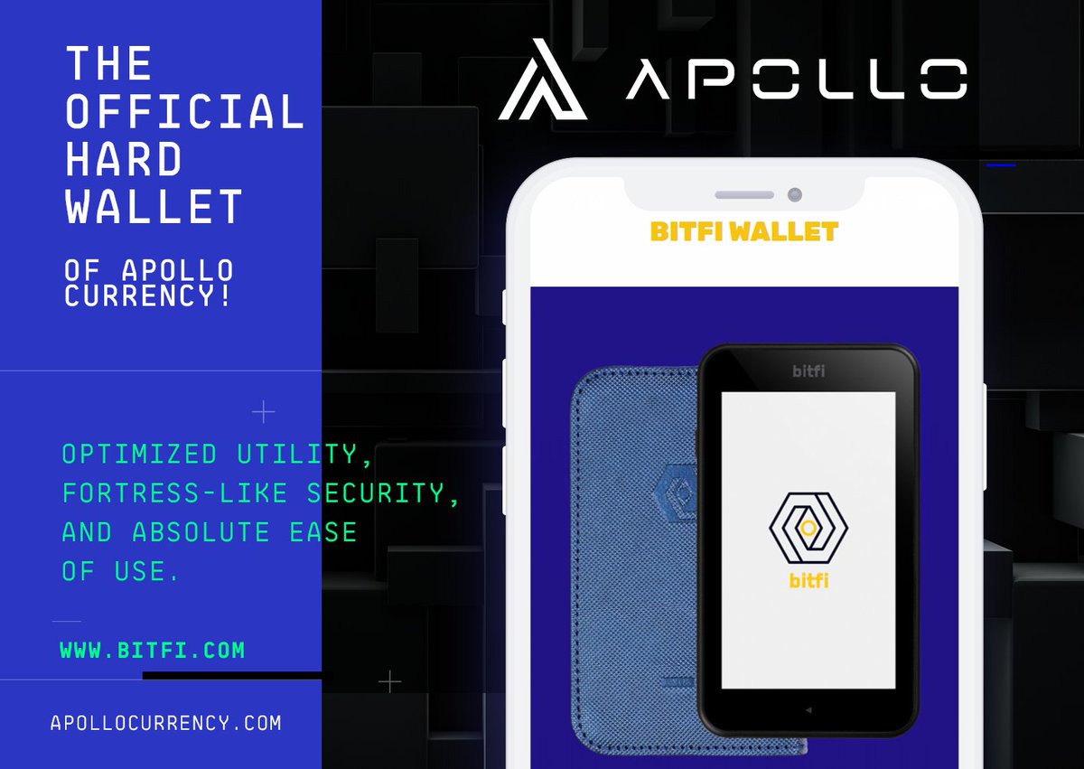 ApolloCurrency's tweet photo. New Partnership with @Bitfi6 - Official Hard Wallet of Apollo Currency! You will be able to safely store all your Apollo offline. The future is here! 

https://t.co/aJaiVGp1ne

#apl #crypto #coin #currency #apollocurrency #apollo #olympusprotocol https://t.co/VZjDCHR23b