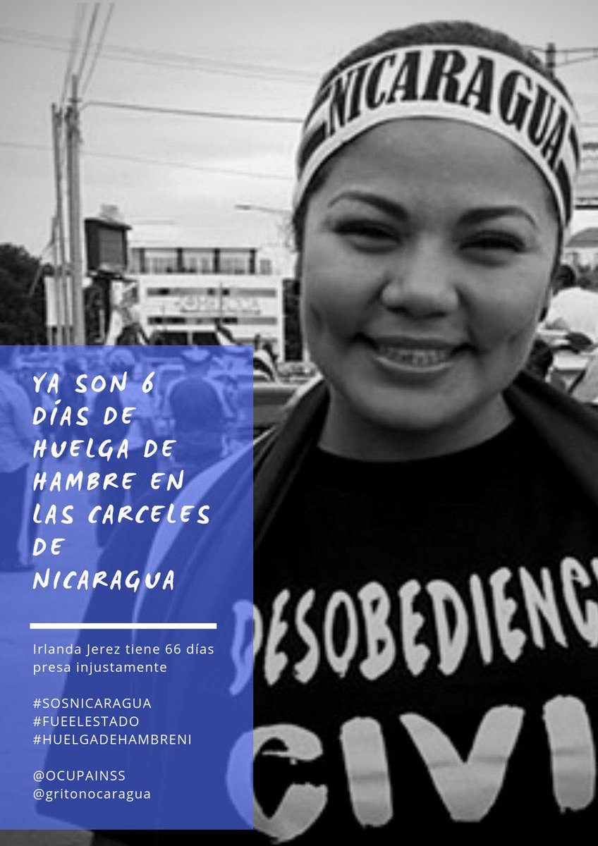 GritoNicaragua's tweet photo. 6 días de #HuelgaDeHambre llevan los presos políticos en #SosNicaragua. https://t.co/aTD8MjuNuj