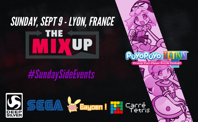 bayoen_fr's tweet photo. Hééé ouais bayoen organise un tournoi Puyo Puyo, en #SundaySideEvents au @THEMIXUPLyon ! À l'intitiative de @ChafCancel de Carré Tetris, qui lui organise un tournoi… bah Tetris. Ce sera le Dimanche, sur PS4, dans la zone BYOC du tournoi ;) Merci @deepsilver pour les setups ! https://t.co/W2csOfWlrY