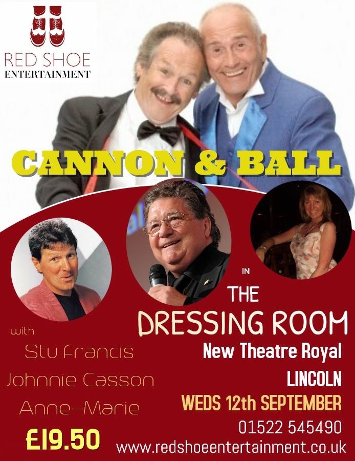 Cannon and Ball are set to star in their part play, part variety show.
The Dressing Room at the Grimsby Auditorium on Monday 17th September. 
Set behind-the-scenes at a run-down theatre Tommy Cannon and Bobby Ball find themselves involved in the crazy goings-on of compere