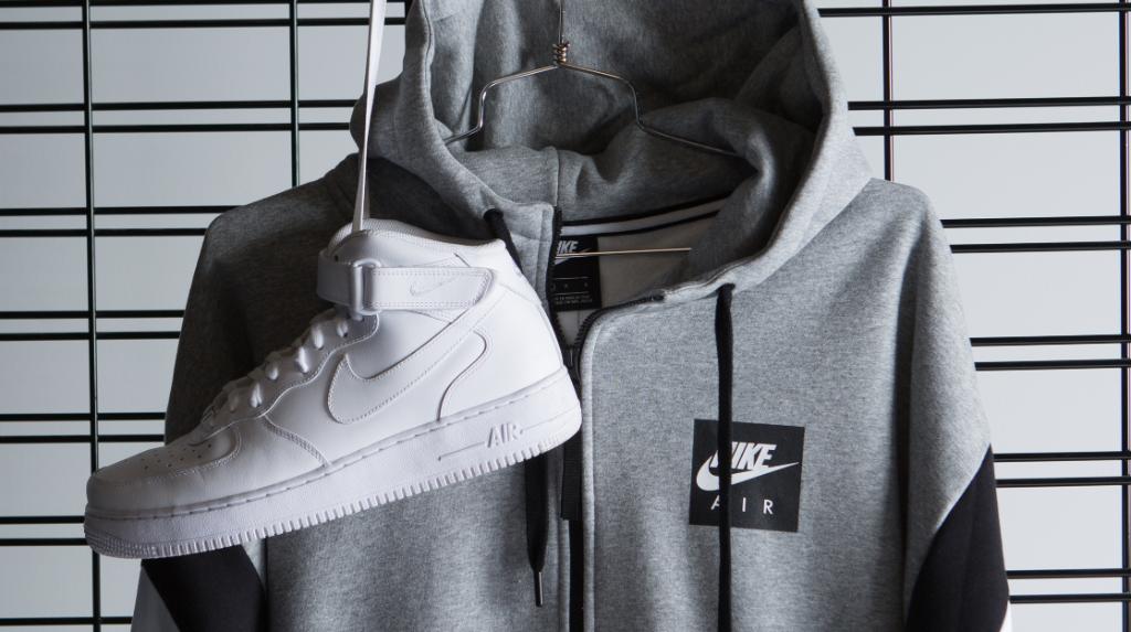 nike air fleece full zip hoodie grey