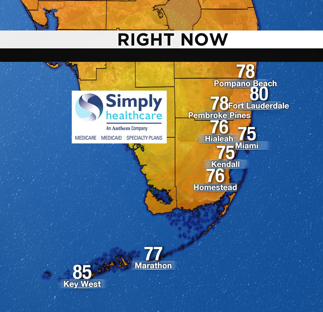 It's 2PM, here are south Florida's current temperatures. #BROWARD #MIAMIDADE #FLKEYS Presented by Simply Healthcare https://t.co/6k3d77Pu1K