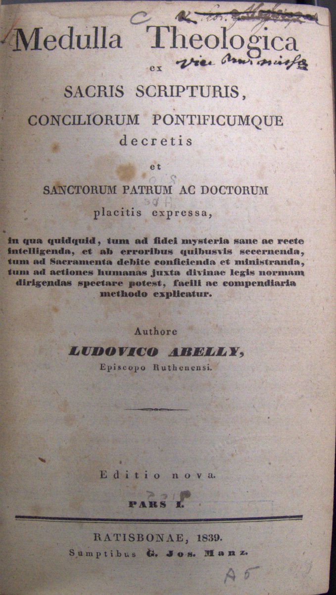 JesuitProject's tweet photo. Seventeenth-century Vincentian Louis Abelly's Medulla Theologica remained in print for centuries and was actively collected by other orders, like the Chicago Jesuits who received a copy from their St. Louis leaders. @LUCArchives https://t.co/W0wSSwpekL https://t.co/oNl6ks5Bep