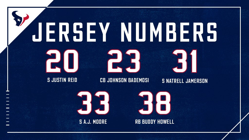 houston texans jersey numbers