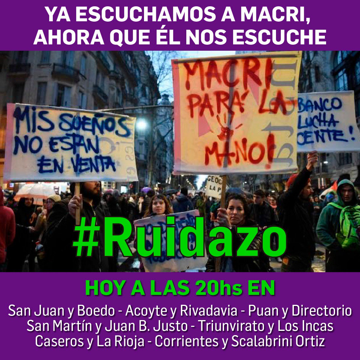 PibePeronista's tweet photo. #HablaMacri y anuncia más ajuste 
Hoy a las 20 hablamos nosotros
#Ruidazo #Macrisis #AndateMacri #TeAnuncio #BuenLunes #Dujovne https://t.co/woAv0KD7G7