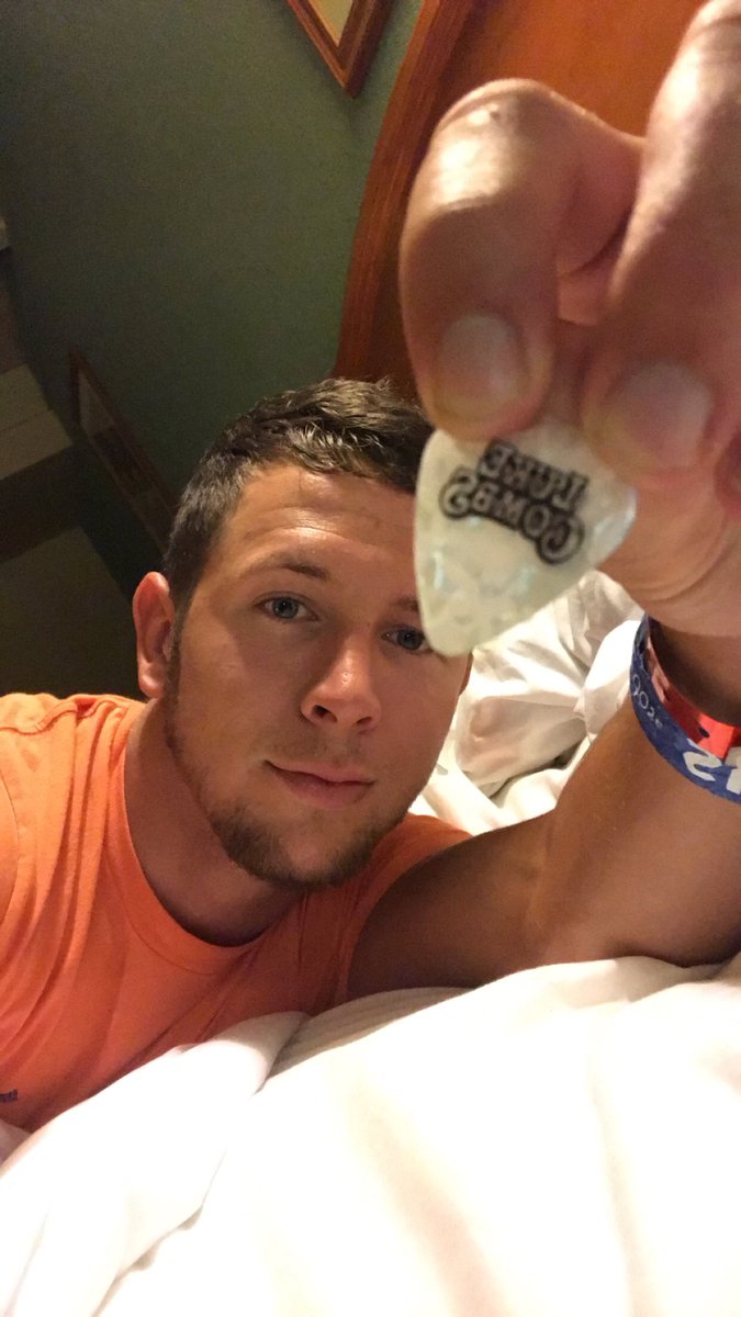 H_WOOD11's tweet photo. Thanks for putting on one heck of show and the guitar pick last night!! @lukecombs #RWB2018 https://t.co/rwiARIQBhh