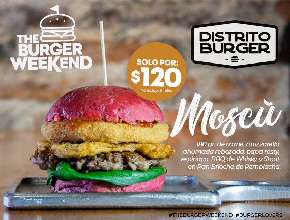 theburgerweek's tweet photo. Presentamos la #MoscuBurger:
180 gr de Carne, Muzzarella Ahumada rebozada, Papa Rosty, Espinaca, BBQ de Whisky y Stout en Pan Brioche de Remolacha.
Desde el 13 al 16 de septiembre por tan sólo $120 en DistritoBurger:📍Av. Díaz Vélez 4076. CABA. https://t.co/EGnyDvaUnu