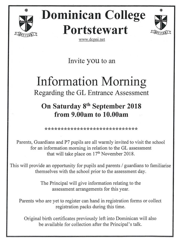 The school will be holding an information morning about the GL Assessment on 8th Sept
