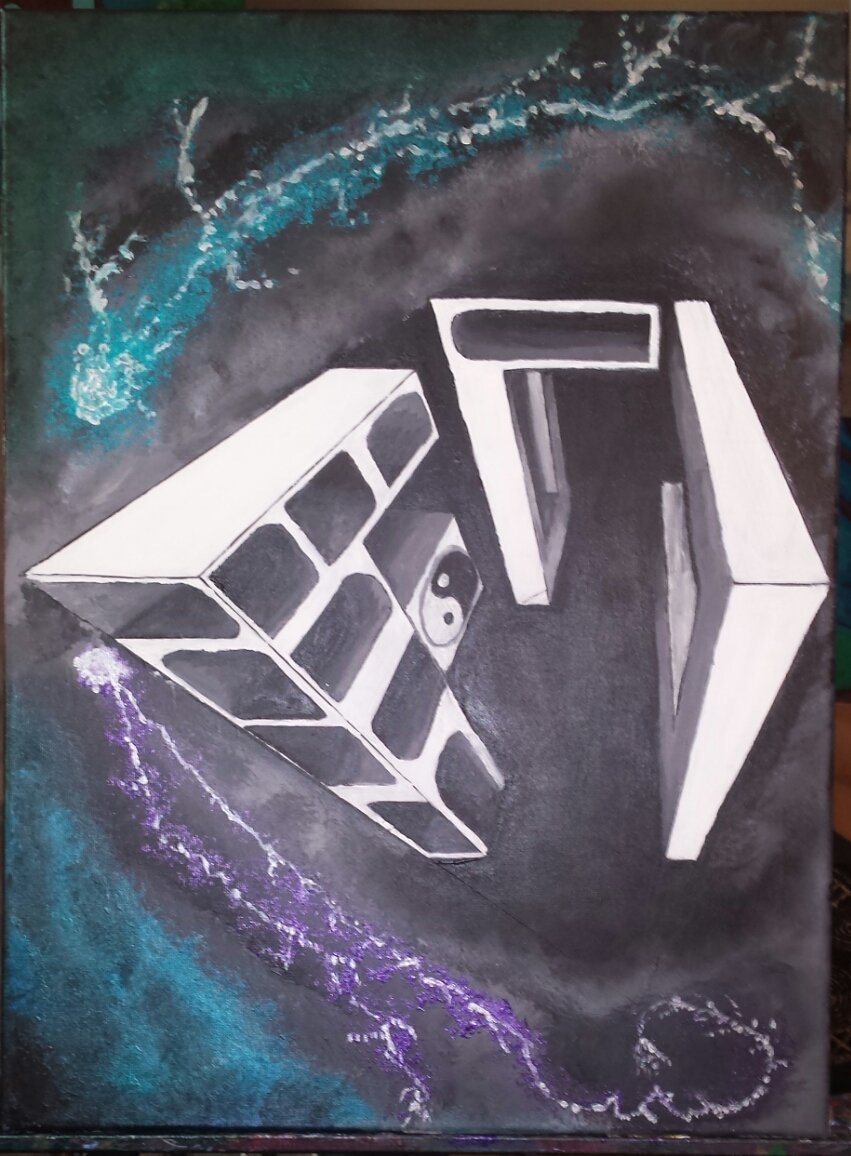 ILasaine's tweet photo. "Hidden Illusions" Surreal perspective: Acrylic and metallic acrylic on 18"×24" canvas. 

#art #painting #acrylic #acrylicpainting #artbyisaac #surrealism #perspective #surreal https://t.co/0sUhzGOmsF