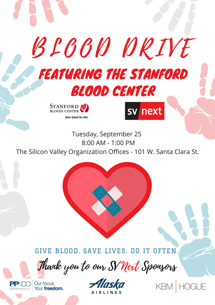 SVNext_'s tweet photo. Have you heard about the upcoming Blood Drive inspired by @SVNext_ ? Featuring The Stanford Blood Center @giveblood open to everyone on Tuesday September 25th from 8:00am-1:00pm you can donate blood! 💉❤️ https://t.co/lOYFOFp7Al