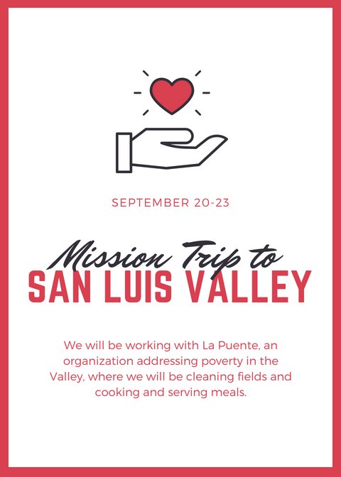 Arvada_UMC's tweet photo. We are looking forward to the adult mission trip to the San Luis Valley Sept. 20-23 where we will be working with La Puente, an organization addressing poverty in the Valley. Sign up on the bulletin board or contact Linda Gertenbach at gertenbach@comcast.net for more info! https://t.co/RnT3uAnuYH