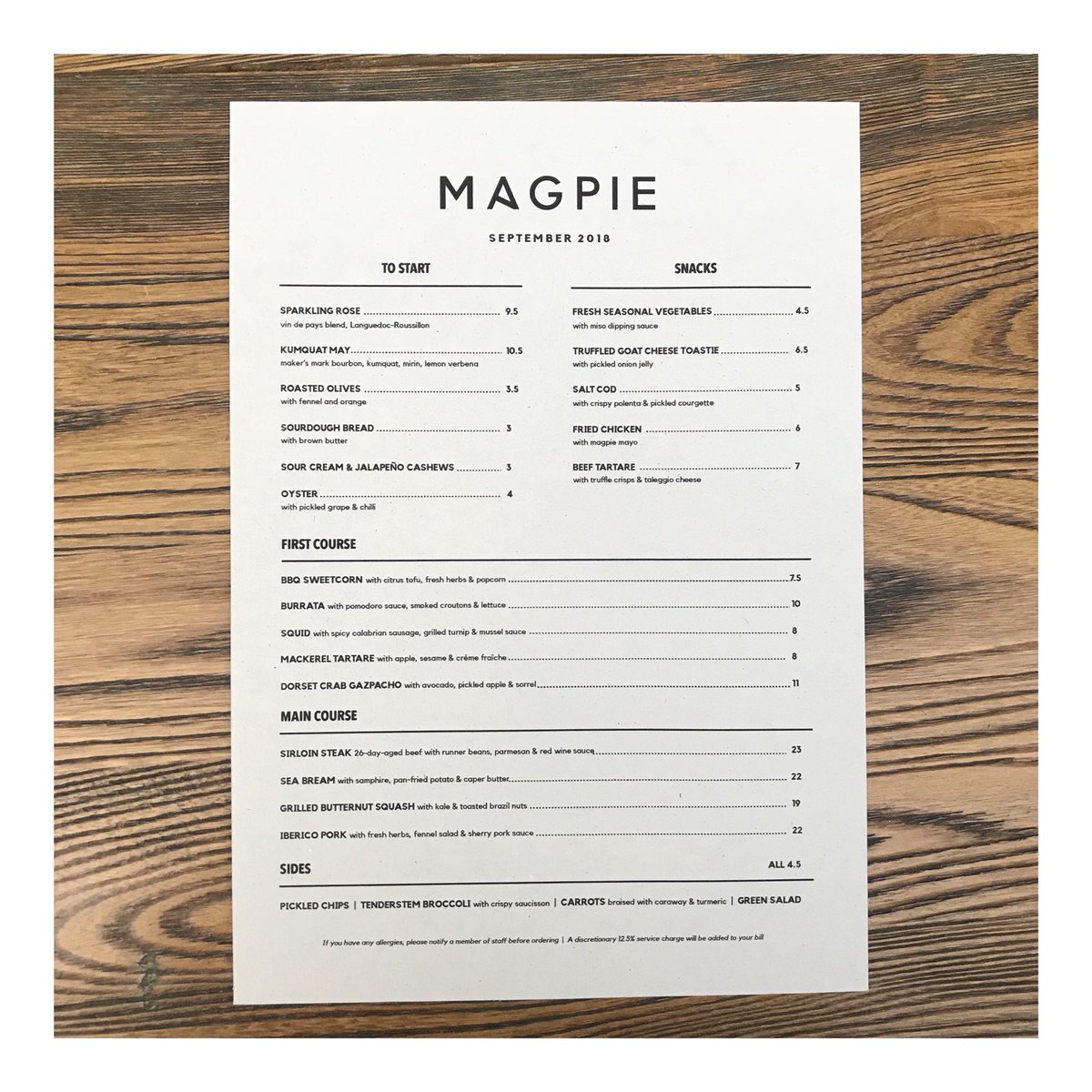 N E W •. M E N U •  D A Y
.
The September menu launches today!
New ingredients, new dishes, same great experience! 
.
🌽🥕🍇🍒🥦🍉🧀🐟🐖🐄