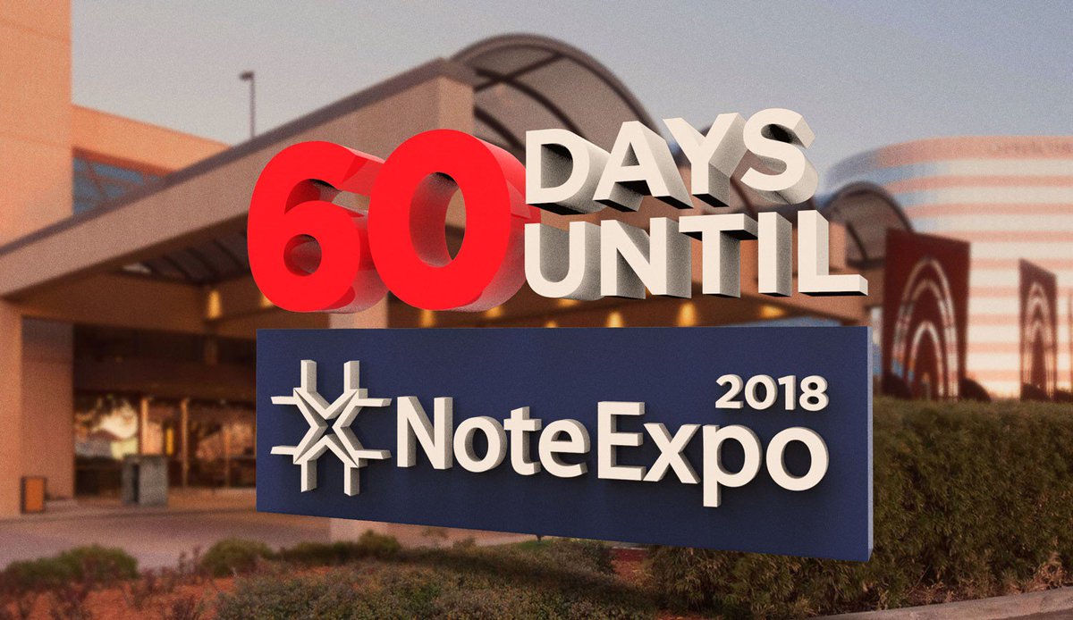 NoteExpo's tweet photo. We are officially 60 days until #NoteExpo!! Are you registered yet?! You can go to https://t.co/FBS5xt3bLH today to get started #100days #NoteExpo2018 #NoteInvesting #NoteInvestors https://t.co/3lNvNZee2Q
