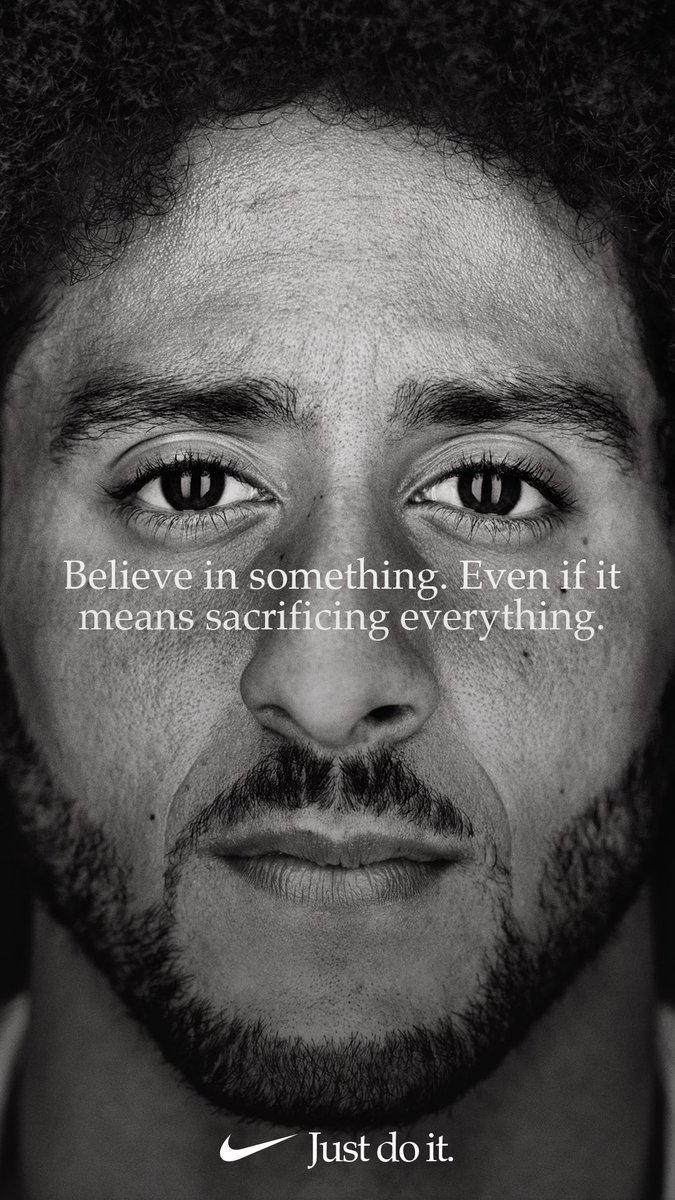 Colin Kaepernick Twitter: "Believe in something, even if it means sacrificing everything. #JustDoIt https://t.co/SRWkMIDdaO" / Twitter