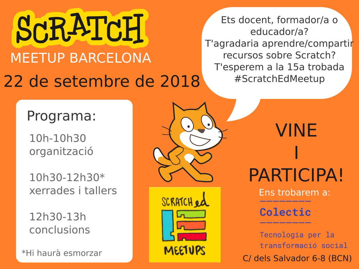 pep_oliveras's tweet photo. 15a Trobada ScratchEd Meetup Barcelona https://t.co/YPkzz5bL1Z #Meetup #Barcelona #Scratch #ScratchEdBCN #ScratchEdMeetup @ScratchEdTeam @ScratchCatala 🤖🤩👍👩💻👨💻👩🔬👨🔬👾🎮🎲💻🕹️📣 https://t.co/3By4qBSzM4