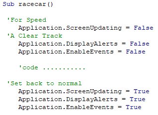 vbapower's tweet image. Make your code faster and disable alerts and events