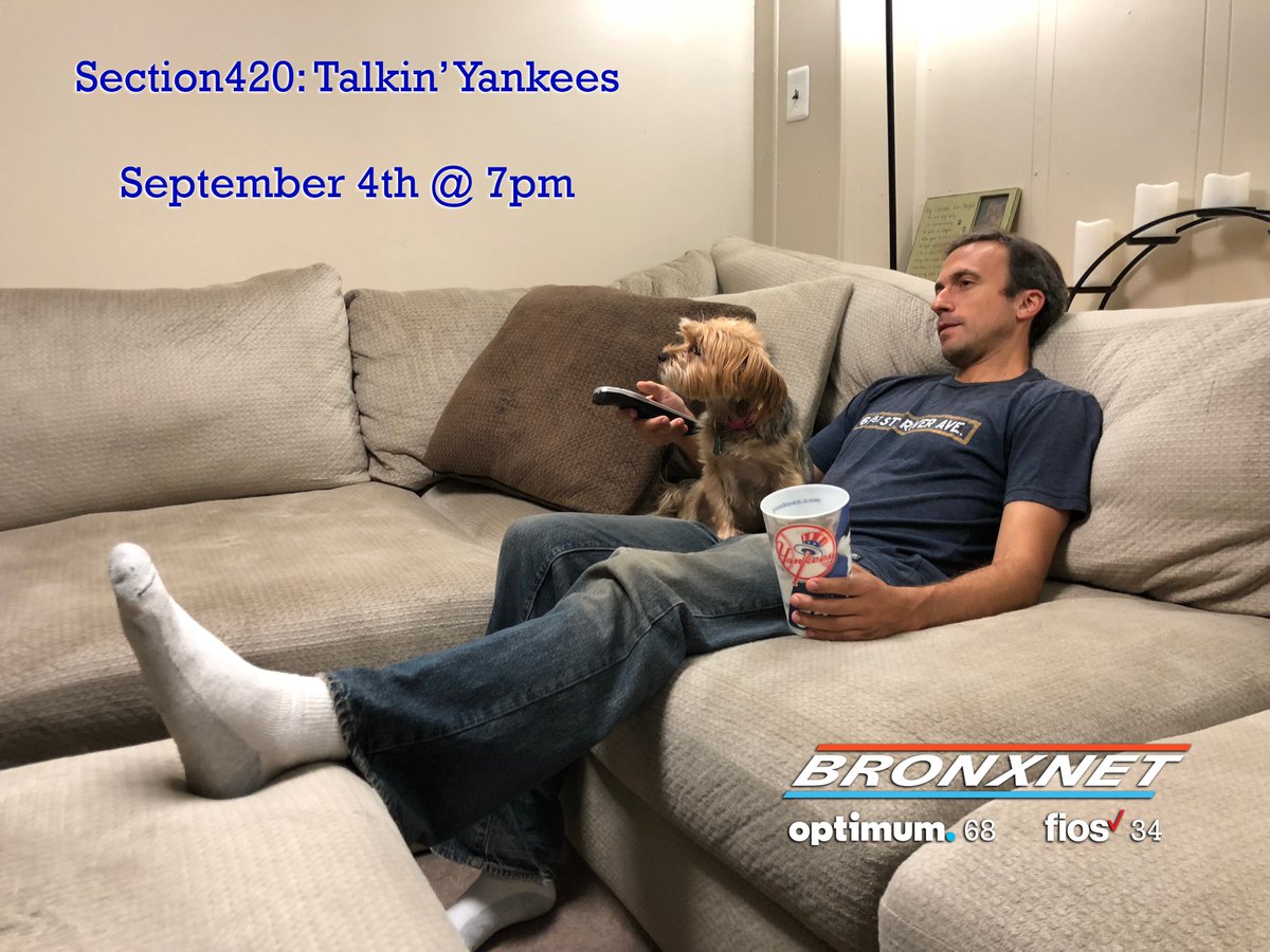 JamesZeiss's tweet photo. "Section420: Talkin' Yankees" premieres tomorrow Tuesday September 4th at 7:00pm @BronxnetTV for Bronx Optimum Ch68 and Fios Ch34 subscribers. Tune in for Bronx Bomber Talk!! #Bronx #bronxbombers #nyc #sports #bxlife #bronxarts #TV #bronxnet #yankees https://t.co/62cRo8R6jT