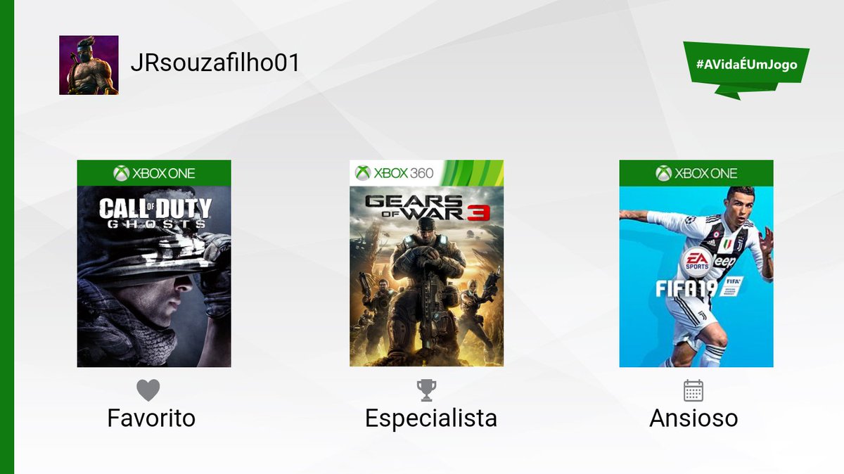 Confira:
❤️ O meu favorito de todos os tempos
🏆 O jogo no qual eu sou um especialista
📅 O que eu estou ansioso por jogar

Qual você escolheria? Crie aqui a sua imagem personalizada para o Dia do Gamer 
xbox.com/pt-BR/promotio…
#AVidaÉUmJogo