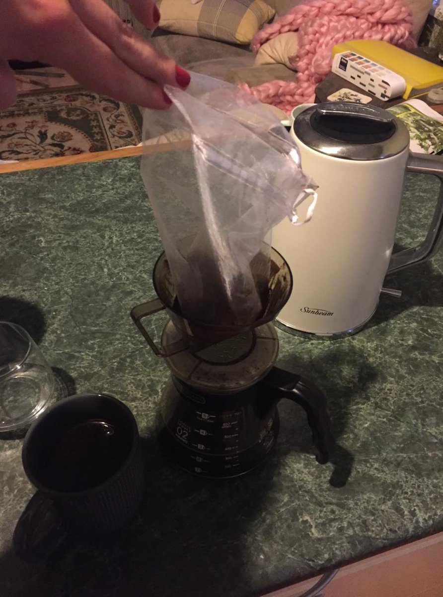 sashaborissenko's tweet photo. Bespoke/makeshift coffee filter thingy. How's your Tuesday going? #number8wire https://t.co/zfGAO1VCne