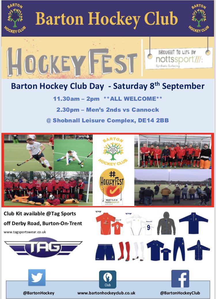 Anyone looking to play hockey or try a new club, get yourself down to our club day this Saturday where you will be very welcome  <a href="/ShobnallLC/">Shobnall L C</a> <a href="/eaststaffsbc/">East Staffordshire Borough Council</a> <a href="/BurtonMailSport/">Burton Mail Sport</a> <a href="/EHMidlands/">Midlands Hockey</a>