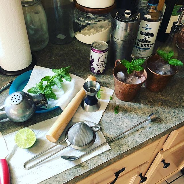 TJCocktailClub's tweet photo. When life hands you mint (read: when mint overtakes your raised bed), make mint drinks!

From @audreysaunders &amp; @peguclub_nyc, the Gin-Gin Mule - @cutwaterspirits Old Grove Gin, Simple Syrup, Mint, Lime, @qdrinks Ginger Beer, Ice, The Shakes, Love.

#cra… https://t.co/b3uG9T7xhV https://t.co/SlJFlHNsTE