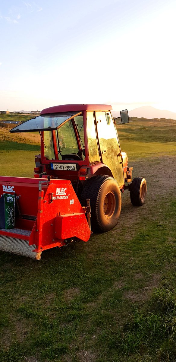 LawlorColm's tweet photo. Evening shift overseeing fairways #potseeding pro core followed by blec dragmat topdress drag @traleegolflinks https://t.co/yVve1moVBv