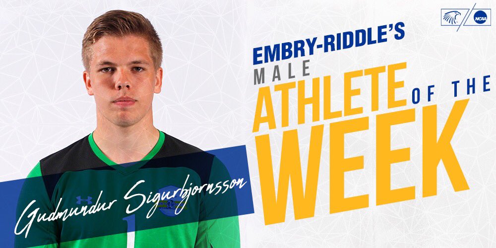 Gudmundur Sigurbjornsson of <a href="/ERAUMSoccer/">Embry-Riddle Men's Soccer</a> is this week’s Male Athlete of the Week #GoERAU