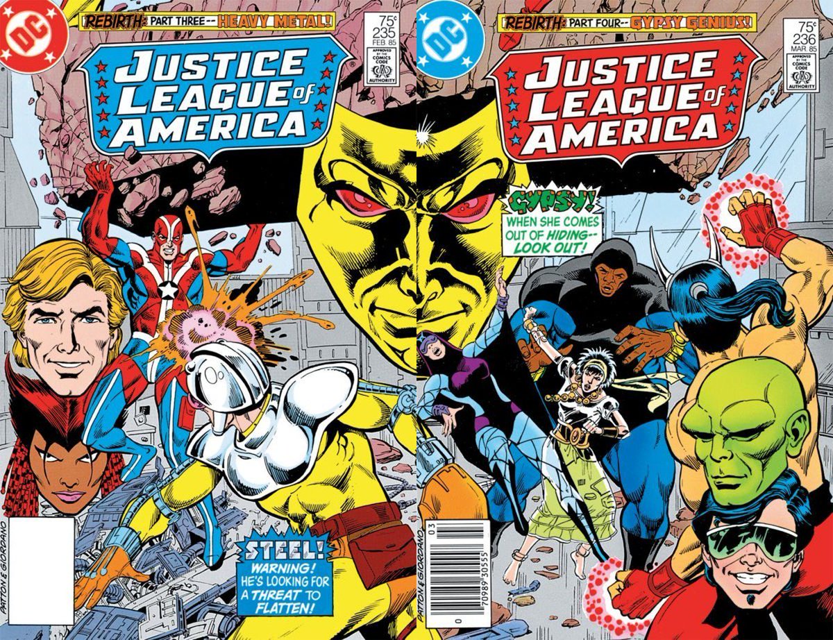 PolluxDioscuros's tweet photo. Well, the #JusticeLeagueofAmerica had an arc named #Rebirth already and the covers were used to make a bigger one in a time this was not often. Continuing @buse_chris ' challenge and the talent of #ChuckPatton, @KevinMaguire! https://t.co/lZOMY47kZL