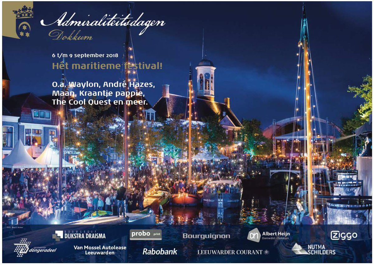 Aankomend weekend zijn er weer Admiraliteitsdagen in Dokkum! Kom je ook? - admiraliteitsdagen.nl
Admiraliteitsdagen Dokkum? Hét maritieme festival!
(Retweet is dank je wel!)