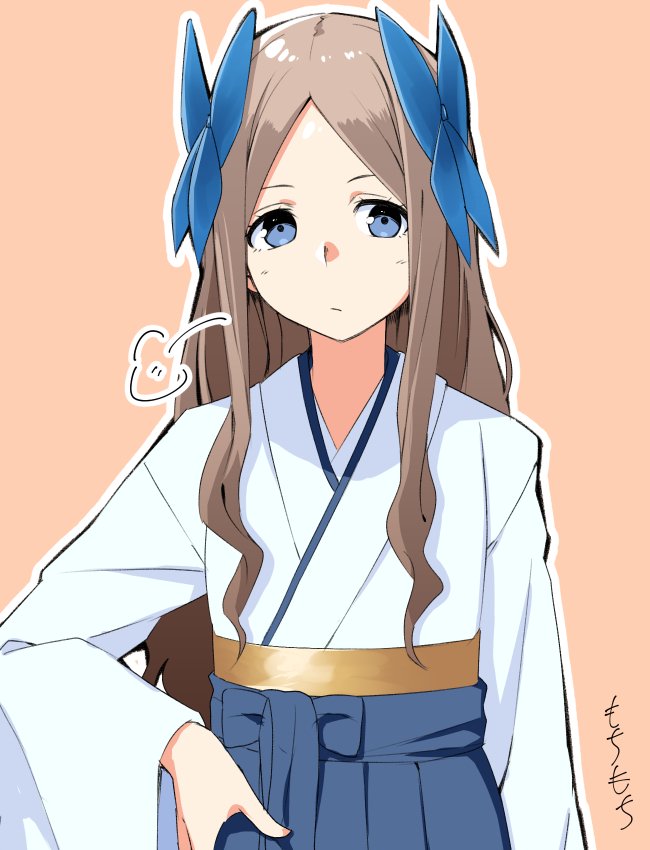 asakaze (kancolle) 1girl solo long hair japanese clothes blue eyes meiji schoolgirl uniform hakama  illustration images