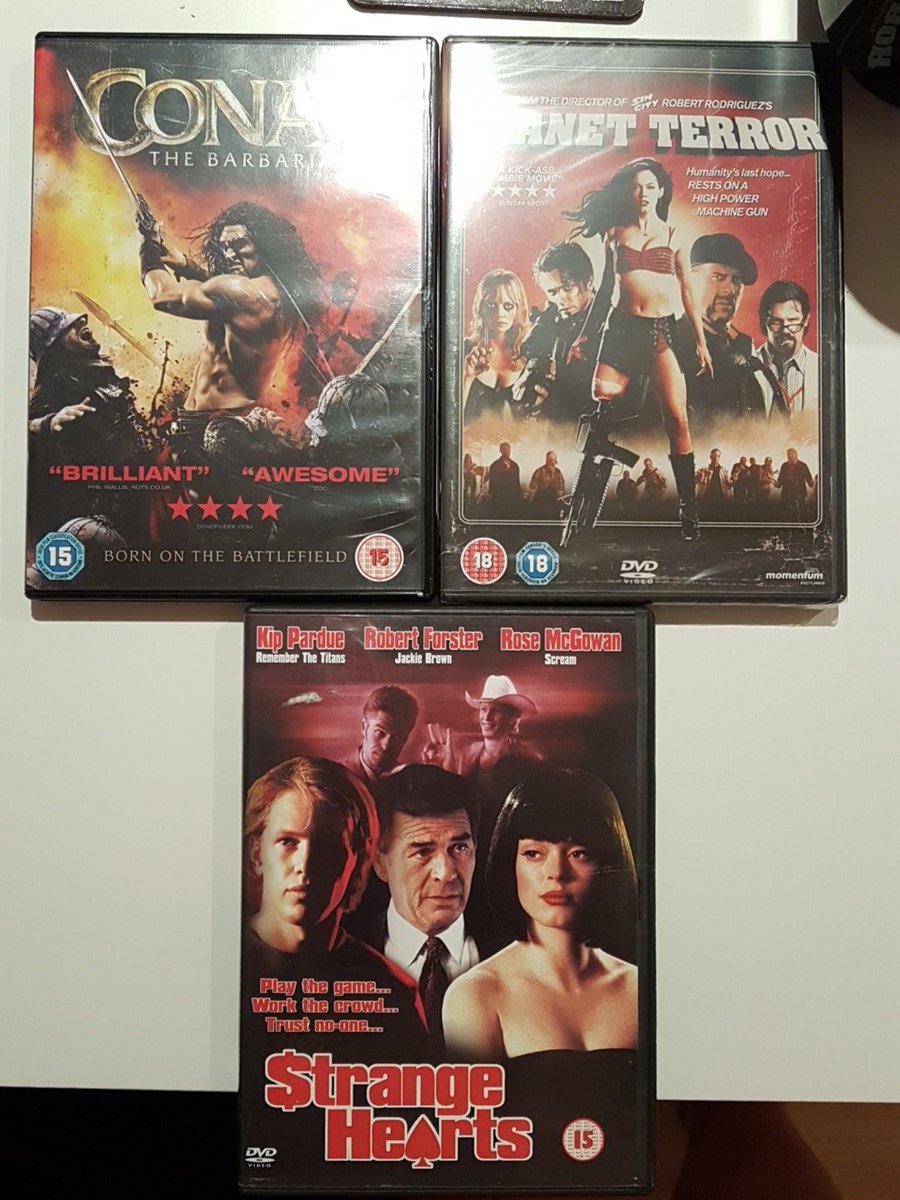 CharmedPerSempe's tweet photo. New adquisitions to my #CharmedCollection
This is the time for some @rosemcgowan movies!!!
#strangeHearts #PlanetTerror & #Conan https://t.co/Qr5tJArVSR