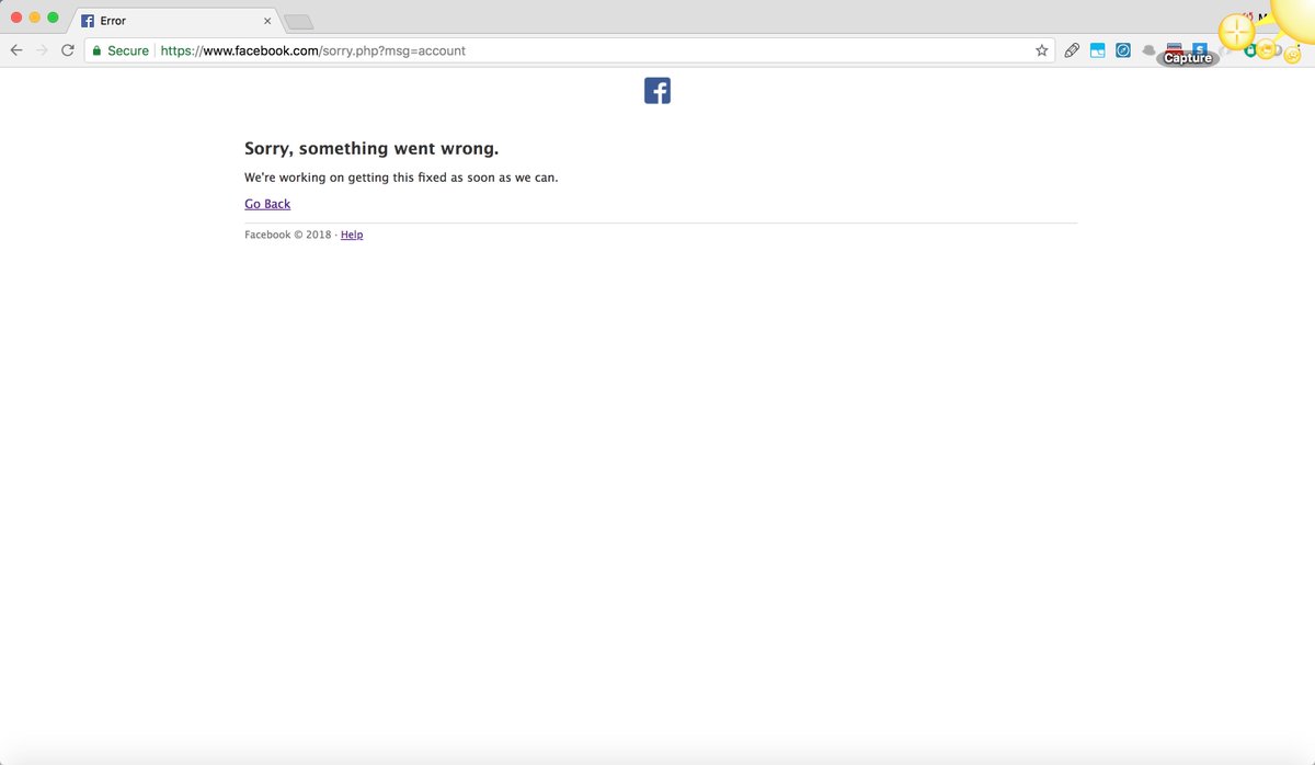 Sorry, something went wrong. #facebookdown