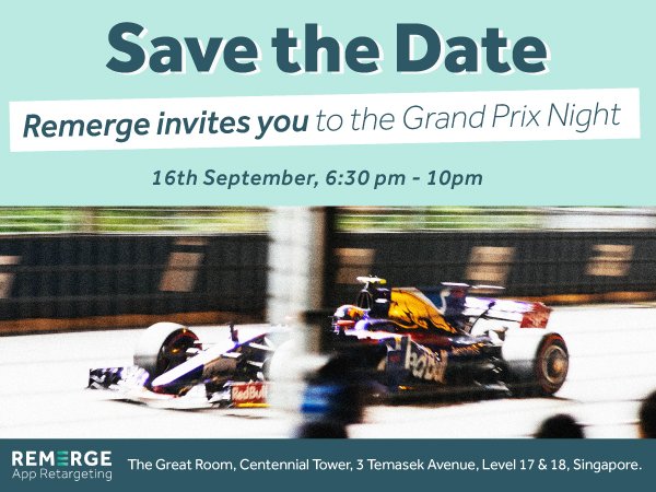 remergeio's tweet photo. Hands up if you'd like to watch the Singapore Grand Prix  and sip cocktails on 16th September 🙌 Request your spot now: https://t.co/2kHz13Tkz2 https://t.co/wYHwnyWzgh