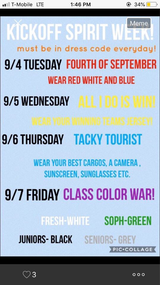 springhigh2020's tweet photo. Hey juniors let’s show some school spirit this week and dress up but remember stay in dress code so we can keep doing fun things like this ! https://t.co/69zzE9ZF7A